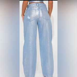 Foil ripped baggy jeans